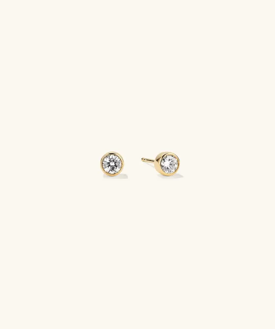 Clearance Bezel Round Lab Grown Diamond Studs 0.5 Ct Earrings