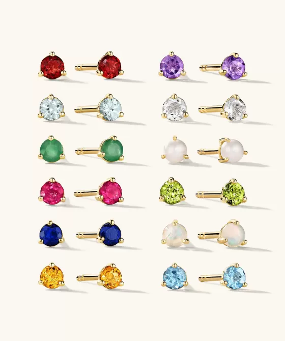 Outlet Gemstone Mini Studs Earrings