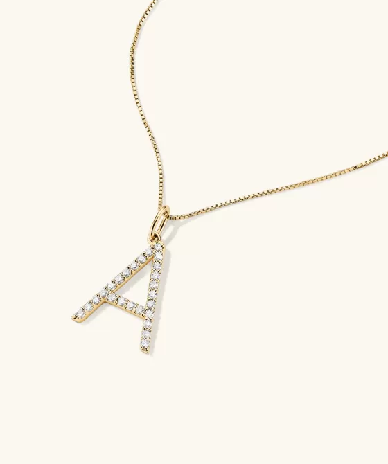 Best Lab Grown Diamond Oversized Letter Charm Necklaces