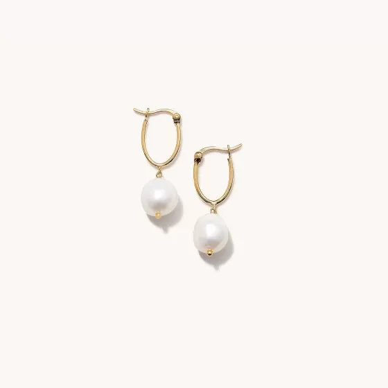 Fashion Organic Pearl Hoops Earrings