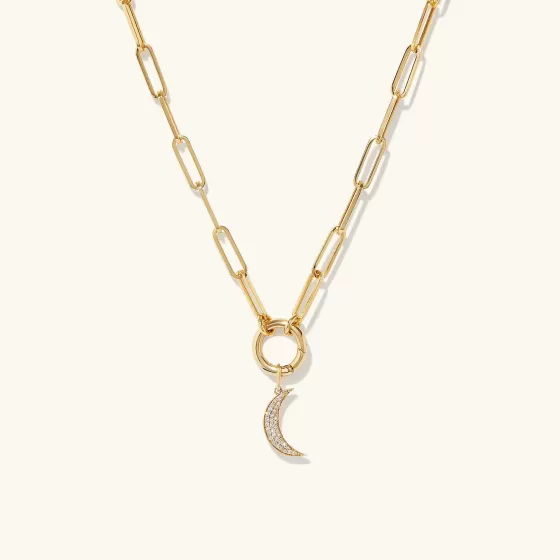 Best Pav Diamond Moon Charm Necklaces