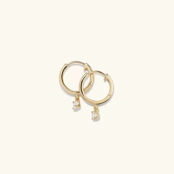 Outlet Round Topaz Hoops Earrings