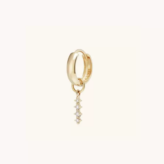 Clearance Single Diamond Icicle Hoop Charm Earrings